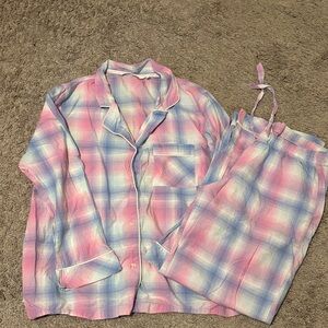 Victoria's Secret Pastel Plaid Pajama Set - Pink and Blue